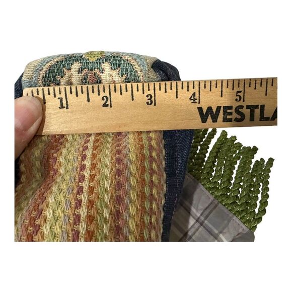 Handmade Color Block Boho Gypsy Fringe Med Shoulder Bag Multicolor Patchwork VTG - Picture 7 of 8